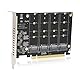 Sarini 4 Port NVMe zu PCI-e Host Controller Erweiterungskarte, unterstützt 2230 2242 2260 2280, M.2 NVME zu PCIe X16 Adapter (schwarz)