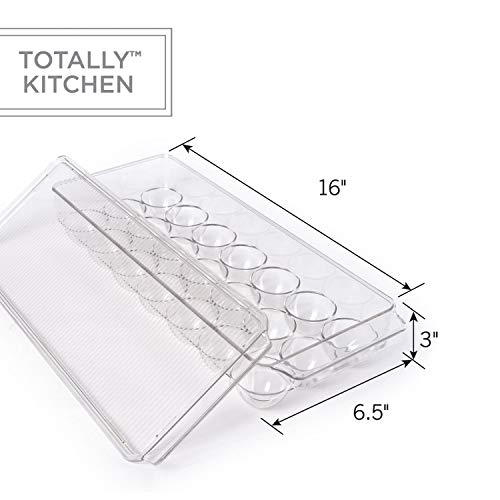 Totally Kitchen Egg Holder For Refrigerator, Fridge Organizers And Storage Clear, Bpa-Free Plastic Storage Containers With Lid & Handles, 21 Eggs Tray Bins #TOP4