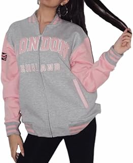 LE170GP - Chaqueta de béisbol unisex de Londres, color gris y rosa