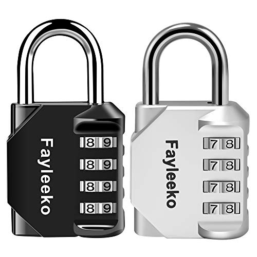 Combination Lock, 4 Digit Combination Padlock for School Gym Sports Locker, Fence, Toolbox, Case, Hasp Cabinet Storage (2 Pack, Silve & Black)