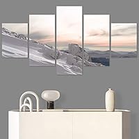 SIGNWIN 5 Panel Canvas Wall Art Snow Mountain for Home Decorations Ready to Hang - 60