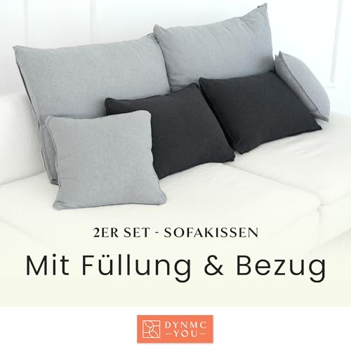 Sofakissen mit Füllung und Bezug - Sofakissen Groß 40x60 cm - Couchkissen Schwarz 2er Set viel Füllung – OekoTex zertifizierte Zierkissen Sofa & Couch – Bequeme Dekokissen Wohnzimmer, Schlafzimmer