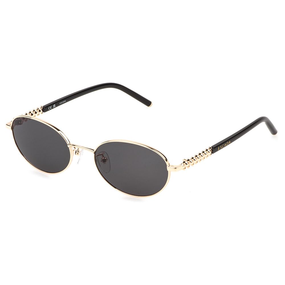 Escada lunettes de soleil SESG45 ovale, monture en acier inoxydable, couleur monture brillant rose doré, verres fumé, taille 55