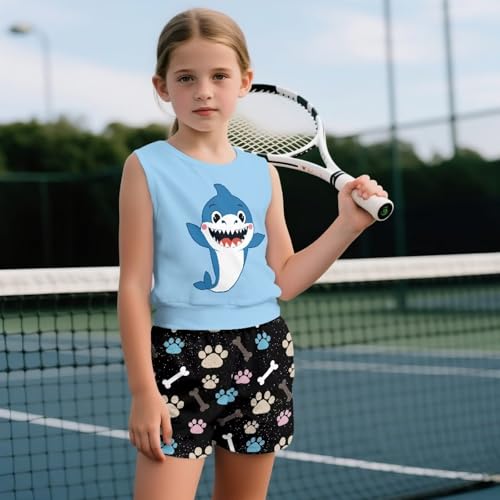 ZFRXIGN Summer Outfits for Girls 5-14 Years Hawaiian Girls Outfit 2 Piece Summer Sets Athletic Tank Tops for Play Wear4