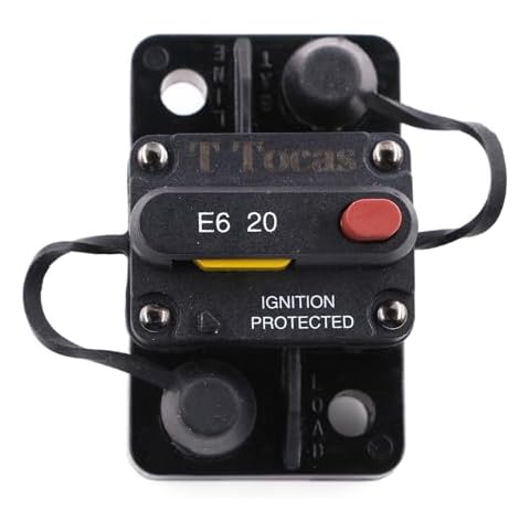 T Tocas 20 Amp Circuit Breaker with Manual Reset Switchable Waterproof 12V- 32V DC 20A Cover