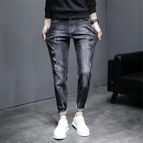 Men's Jeans Ripped Slims Smooths Your Silhouette Slimming Pants Elastic Breathable3