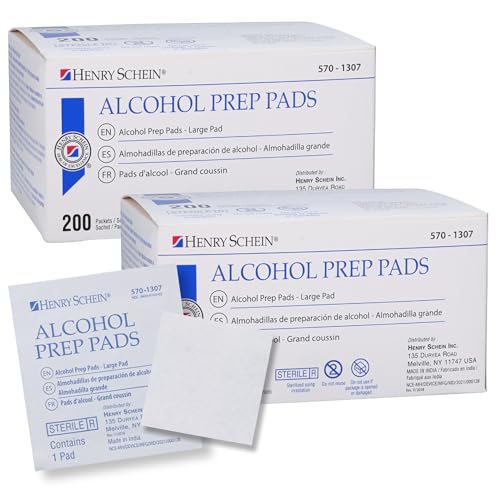 Henry Schein Large Prep Pads 70% Isopropyl Alcohol Sterile 2-ply 400 Ct