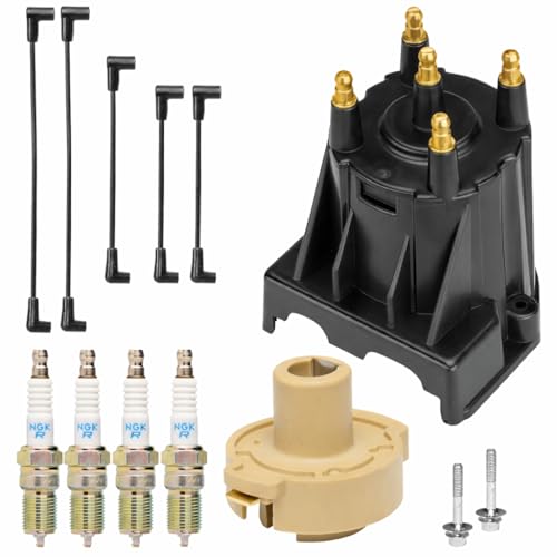Tune Up Kit with NGK BPR6EFS spark plugs distributor cap rotor and spark plug Wires Mercruiser 3.0L LX Replaces 811635Q2 816761Q14