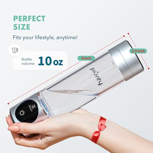 Hydrogen Water Bottle Generator - Up to 4100+ PPB Concentration - SPE/PEM Technology - Certified H2 Generator - Portable Athletic Performance & Hydration System - 6-Hour Hydrogen Retention (Silver)