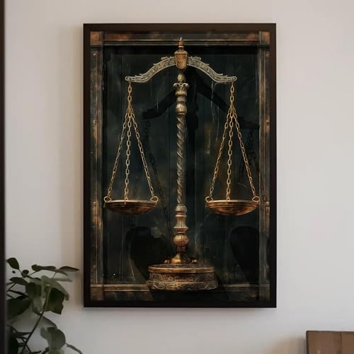 Affiche Balance de la Justice : tableau à l'huile sur toile pour la décoration d'un cabinet
