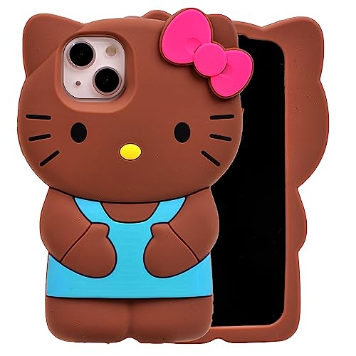 MONEHOYSY Cartoon Case for iPhone 8/7/6/SE 2020, Fashion Cute 3D Cute Kitty Kawaii Soft Silicone Animal tective Gel Shockof Gel Back Cover for Kids Women Girls Boys (Brown)