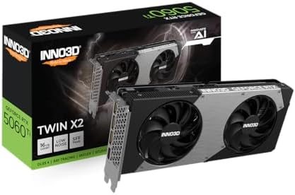 INNO3D Placa gráfica NVIDIA GEFORCE RTX 5060 Ti Twin X2 16GB GDDR...
