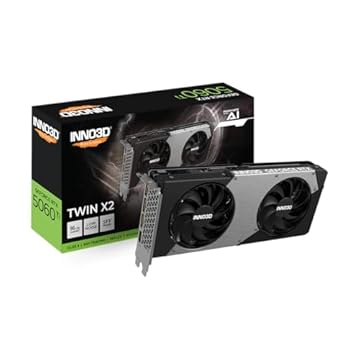 INNO3D Placa gráfica NVIDIA GEFORCE RTX 5060 Ti Twin X2 16GB GDDR7 128-bit PCI Express Gen 5 - N506T2-16D7-191073N