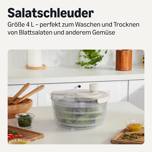 Foto von Amazon Basics Salatschleuder, BPA-frei, 4L, Leinengrau