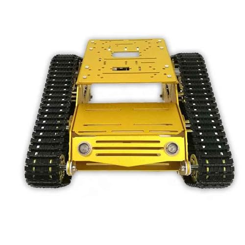 BEPHON Chasis de tanque de robot de absorción de golpes para Y100 33GB-520 DC, kit de chasis de tanque de metal, motor de plataforma de robot oruga, rueda de aleación de aluminio, pista de plástico