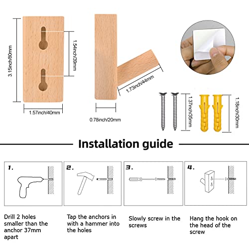 Gdtoolmmy Wood Hooks,Wooden Coat Hooks Wall Mounted,Decorative Backpack Towels Hanger, Hat Hooks For Wall Heavy Duty Hooks (Beech Wood,5Pack) #TOP6
