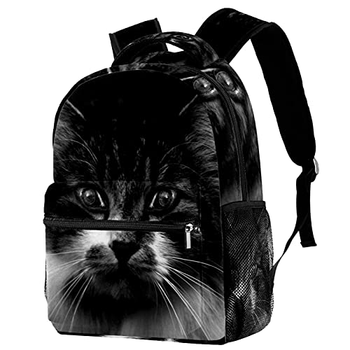 Sac à dos gris chat assis avec porte-bouteille ergonomique mixte