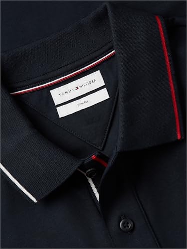 Image of Tommy Hilfiger Men's Short Sleeve Casual Polo Shirts in Slim Fit with Liquid Cotton and Cuff Designs
