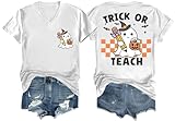 Photo Gallery trick or teach camicia halloween camicie per le donne spooky pencil ghost divertente grafica vneck tee, bianco, m Photo Gallery trick or teach camicia halloween camicie per le donne spooky pencil ghost divertente grafica vneck tee, bianco, m