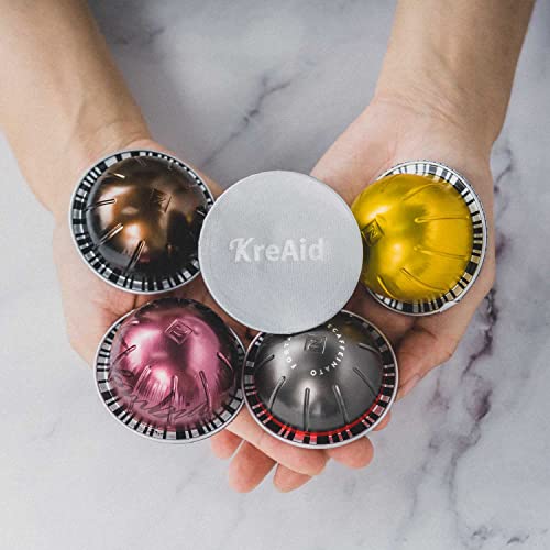 Kreaid 200 Pack Aluminum Foils Lids Compatible With Nespresso Vertuoline Capsules To Reuse Vertuoline Coffee Pods Cover Seals Refillable Pods Reusable Foil Lids #TOP7