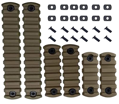 Gotical 13 Slots MLOK Picatinny Rail Section for M-Lok Handguard Flat Dark Earth Fit for 21mm Picatinny/Weaver Rails (5, 7, 13 Slots 6 Pack - FDE)
