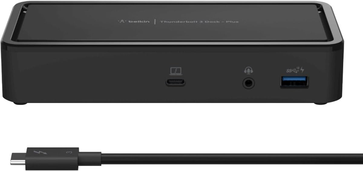 Belkin Thunderbolt 3 Dock Plus with 2.6ft Thunderbolt 3 Cable (Thunderbolt Dock for MacOS and Windows) Dual 4K @60Hz, 40Gbps Transfer speeds, 60W Upstream Charging (Renewed)