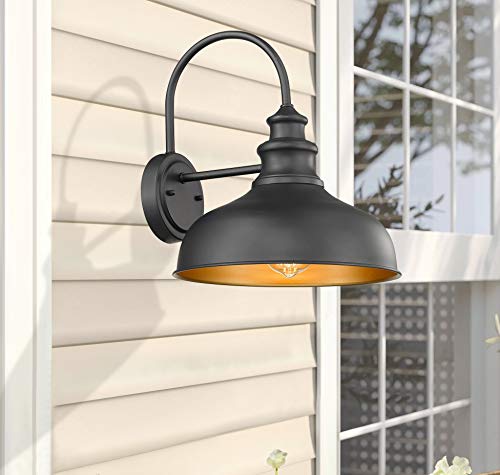 Bestshared Farmhouse Wall Mount Lights, Gooseneck Barn Light, Outdoor Wall Lantern For Porch With Black Finish And Contrast Color Interior #TOP4