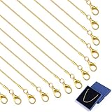 Topacket 24 Pack Necklace Chains Bulk,Gold Plated Snake Necklace Chains for Jewelry Making 18 Inches