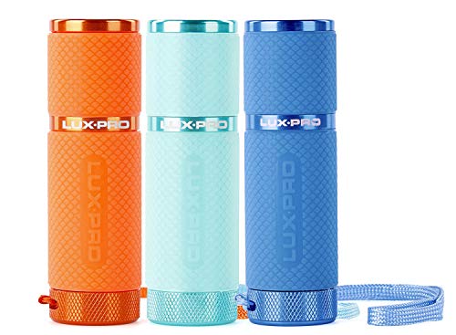 LUX-PRO LP395 Gels Glow in Dark 9 LED Flashlight (Orange, Blue, Teal)