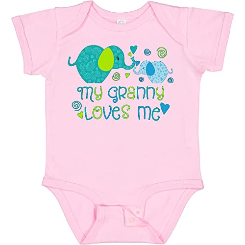 inktastic My Granny Loves Me- Cute Elephants Baby Bodysuit