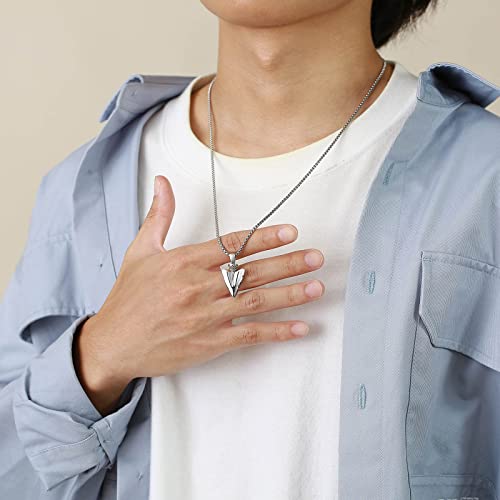 Mprainbow Stainless Steel Spearpoint Arrowhead Necklace - Vintage Viking Tribal Warrior Spear Head Necklace Spearpoint Arrow Pendant Jewelry For Men Boys 24 Inch Chain #TOP7