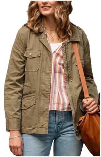 Chaqueta de algodón verde M65 premium con acabados vintage y bolsillos cargo