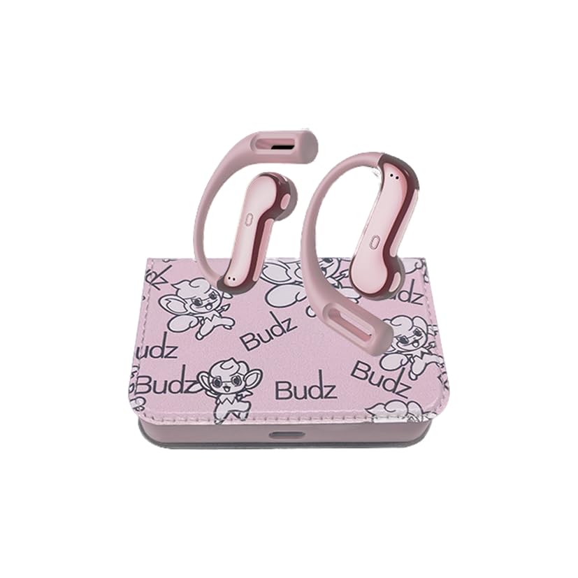 Casque à clip d'oreille ouvert rose BUDZ TWS666 idéal pour le running en ville