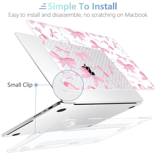 Image of MEEgoodo Case for MacBook Pro 16 inch 2026 2024 2023 2021,Laptop Shell Compatible with M5 M4 M3 M2 M1 Pro /Max Chip,Fit Model A3429 /A3428 /A3403 /A3186 /A2991 /A2780 /A2485,White Polka Dots&Cute Bows