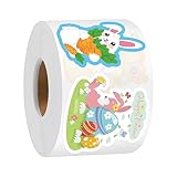 Rollo de pegatinas de Pascua | 500 piezas adhesivas impermeables, 8 dibujos de conejitos de Pascua impermeables rollo | Para sobres carpetas cuadernos cumpleaños fiesta botella teléfono