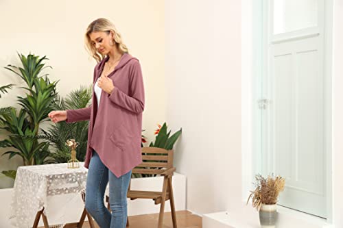 Image of VIISHOW Womens Lightweight Casual Hoodie Cardigans Open Front Waffle Knit Long Sleeve Outwear Coat with Pockets