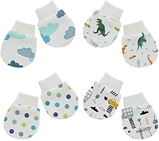 Yaana Banana Newborn Baby Soft Anti-Scratch Mittens, 4 Pack, 100% Cotton, Warm, Cozy, Cute Designs, Unisex