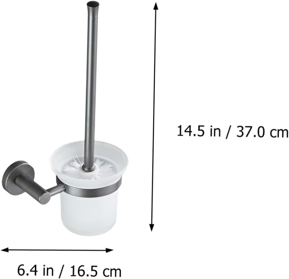 Wall-Mounted Toilet Brush with Thick Soft Bristles and Handle Glass Base Holder for Hygienic Bathroom Cleaning Practical and Space-Saving Toilet Supplies Set