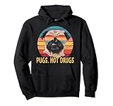 pugs not drugs divertente pug amante regali felpa con cappuccio