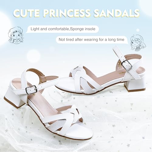 Image of Girls Sandals Low Heels Girl Dress Shoes Open Toe Flower Girl Wedding Party for Toddler Little Big Kid