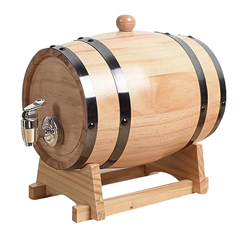 Carril de Vino con Soporte de Madera 1L Barril de Whisky con Grifo de Toque Mesa de Barril de Roble de Roble Decoración y Almacenamiento para licores, licores, Vino, Cerveza, Barril de Roble