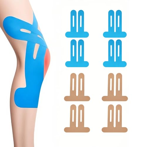 8 Pezzi Nastri Kinesiologici Pretagliati Per Le Ginocchia, Nastro Kinesiologico Elastico E Impermeabile, Nastro Kinesiologico Per Legamenti, Rotula, Menisco, Ginocchio, Sostegno Muscolare