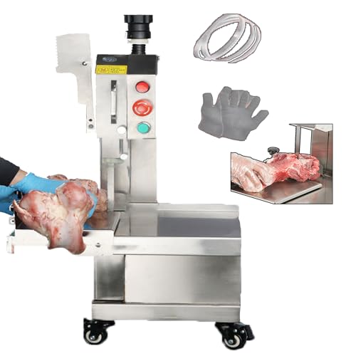 Sierra electrica para huesos, ideal para despiece de carne. Sierra de cinta de 1300 W para pollo, pescado y ternera. Incluye hoj