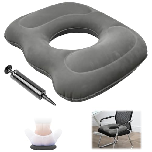 Euablfo Cojín Ortopédico Inflable, Cojín de Asiento Multifuncional, Cojins Hemorroides, Cojín Coxis Inflable con Bomba, por Cama, Cojíns Ortopédico para el Hogar, Sofá, Silla de Ruedas, Oficina