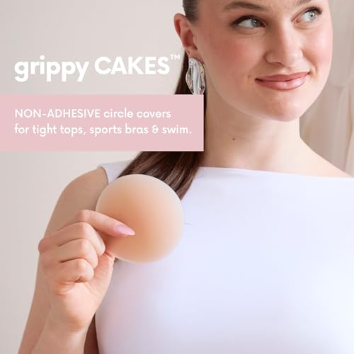 Image of CAKES Body Grippy Non-Adhesive Silicone Nipple Covers for Women (NO STICKY ADHESIVE) - Reusable, Silicone (Circle)