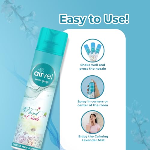 Image of Airvel Floral Crush Fragrance Spray | Non-Toxic, Safe | Long-Lasting Freshness Pack of 3 (217ml each)