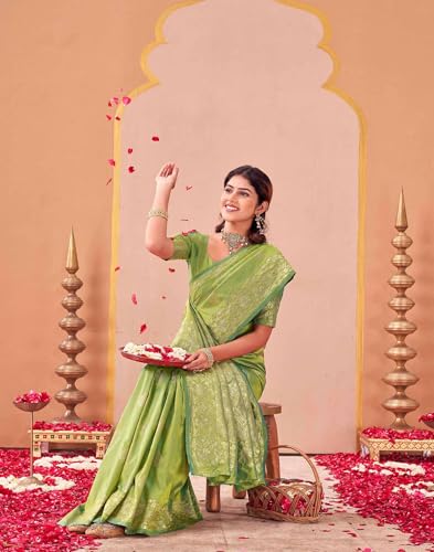 Image of SIRIL Women's Banarasi Soft Silk Saree Pure Silk with Unstitched Blouse Piece