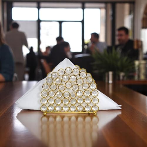 Image of Crystal Bathroom Tissue Holder | Napkin Holder | Best for Coffee Table | Color - Gold | Pack of 1|