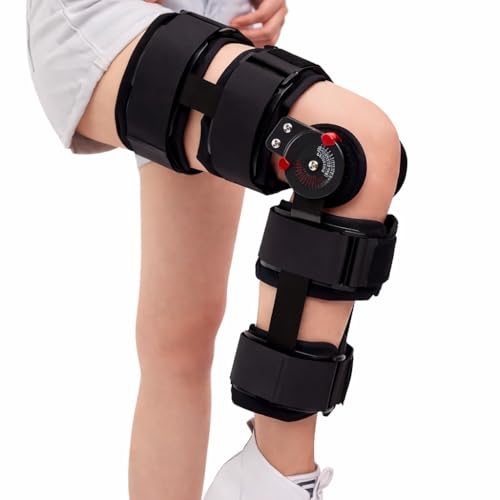 Image of DIALDRCARE Hinged Knee Brace Leg Support Protector Medical Meniscus Tear Recovery Stabilizer (Black)