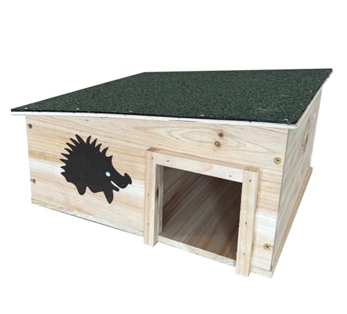 Selections Wooden Hedgehog House & Hibernation Shelter Predator Proof with Solid Floor & 2 Chambers